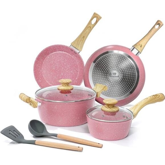 Nonstick Cookware Sets, 8 Piece Pots and Pans Set, Granite Stone Cookware - Picture 1 of 6